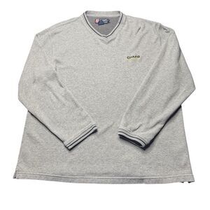 Vintage Chaps Ralph Lauren V Neck Knit Gray Sweatshirt Mens XL Preppy 90s Y2K